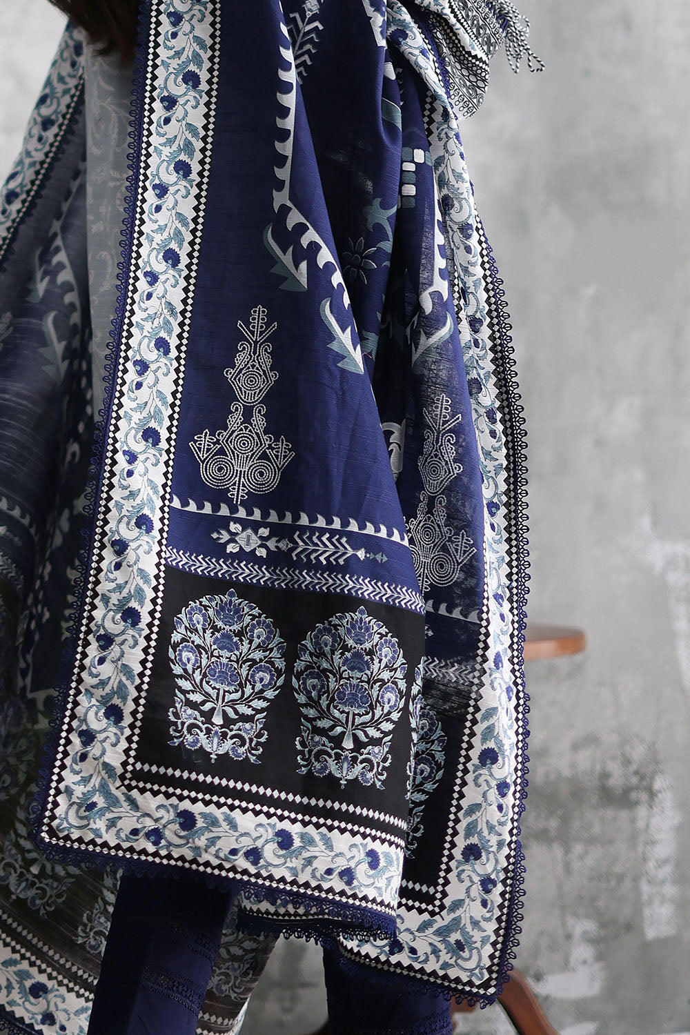 3 Piece Embroidered Printed Khaddar Suit with Printed Khaddar Dupatta