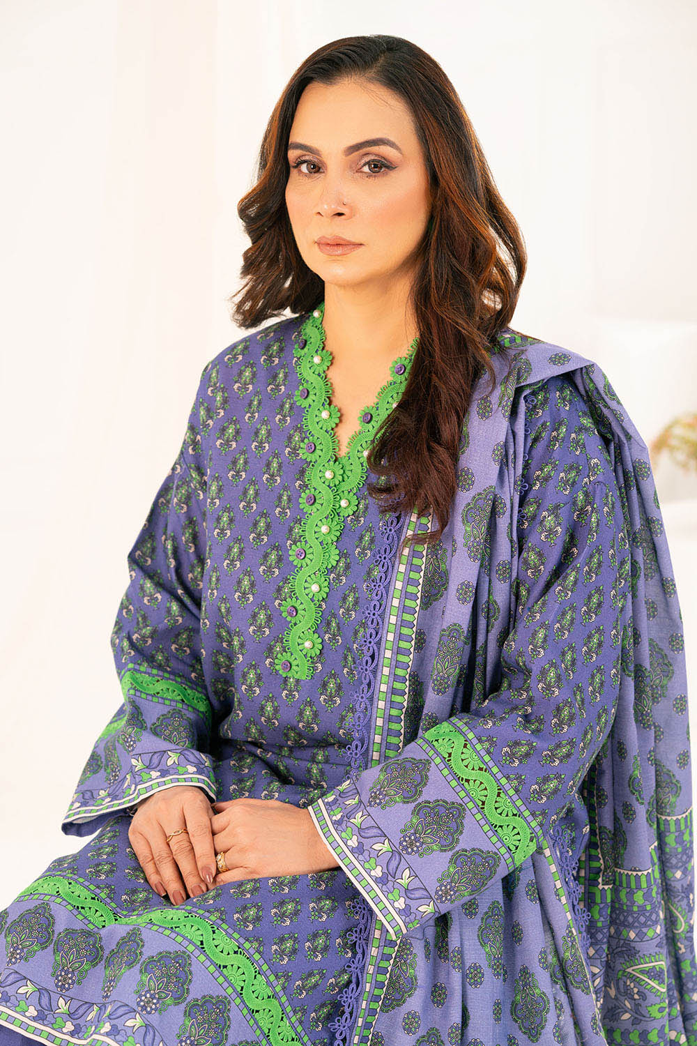 3 Piece Printed Khaddar Suit With Dupatta