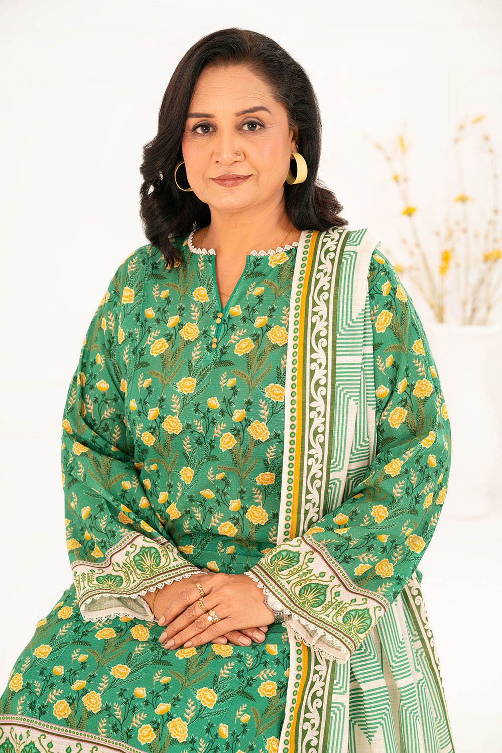 3 Piece Printed Khaddar Suit With Dupatta