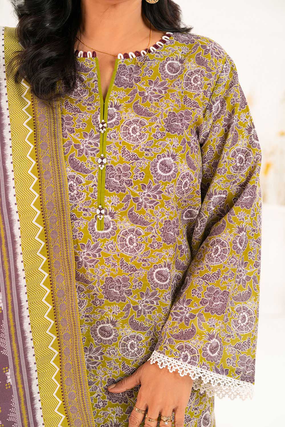 3 Piece Printed Khaddar Suit with Dupatta