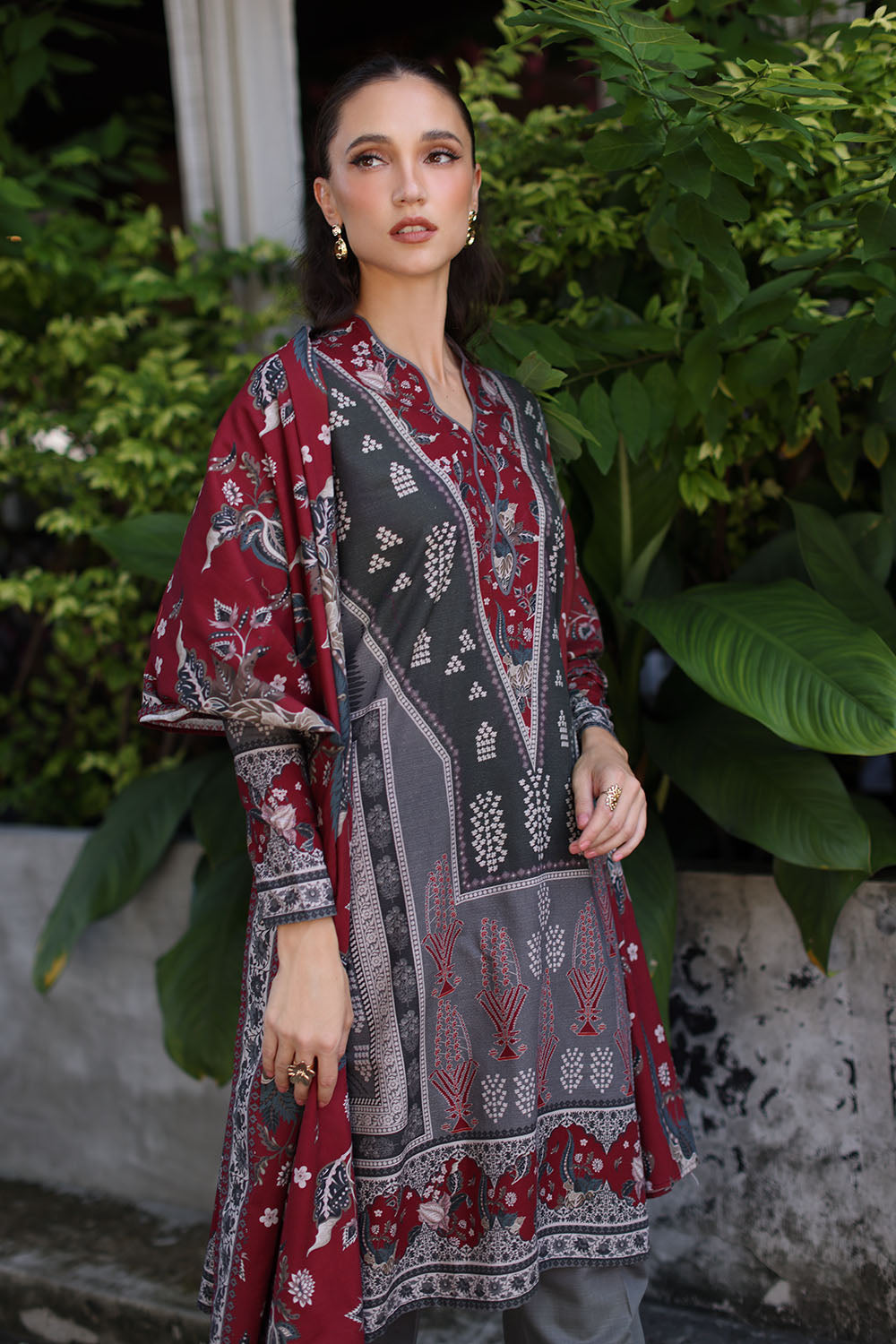 3 Piece Printed Khaddar Suit with Printed Khaddar Dupatta