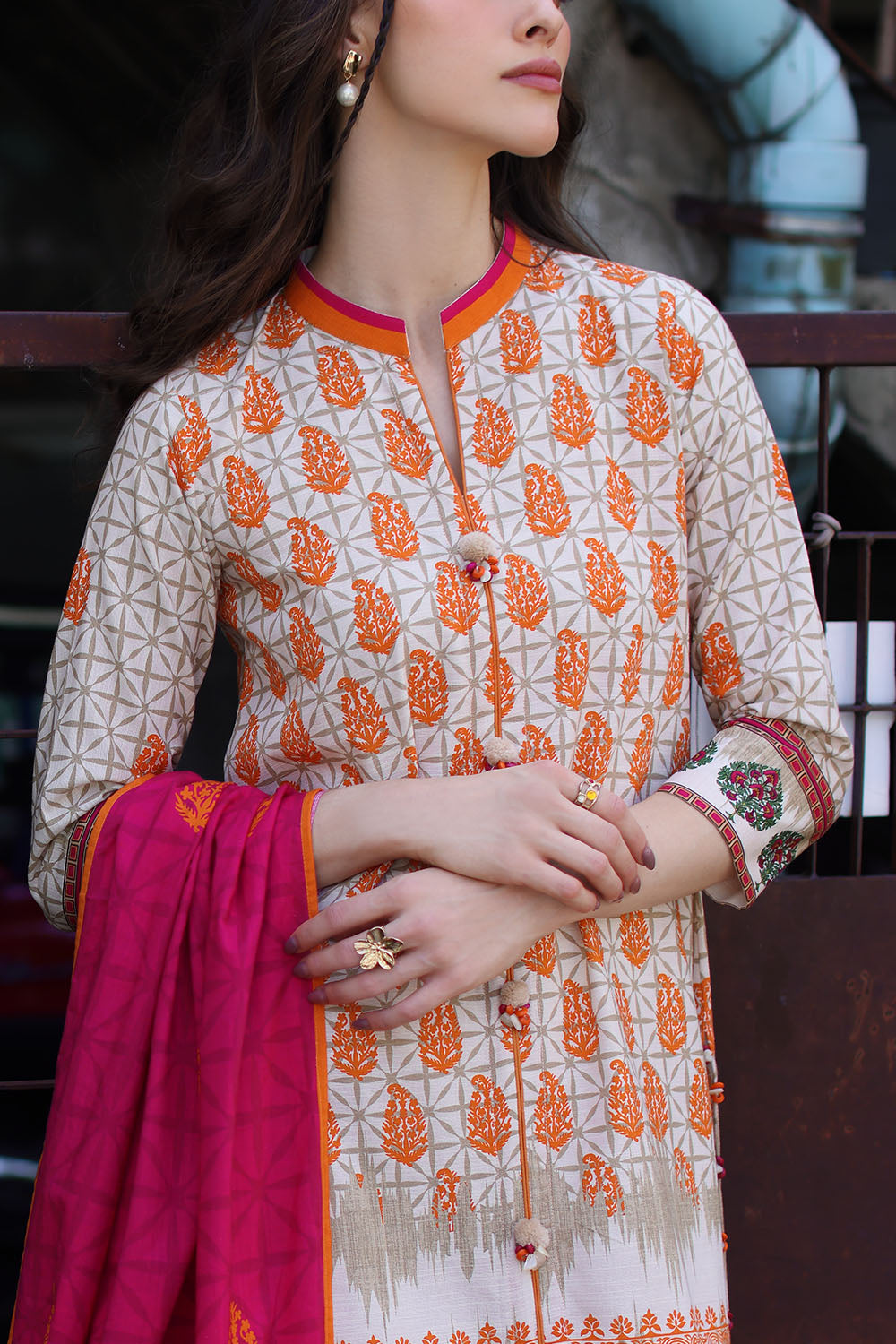 3 Piece Printed Khaddar Suit with Printed Khaddar Dupatta