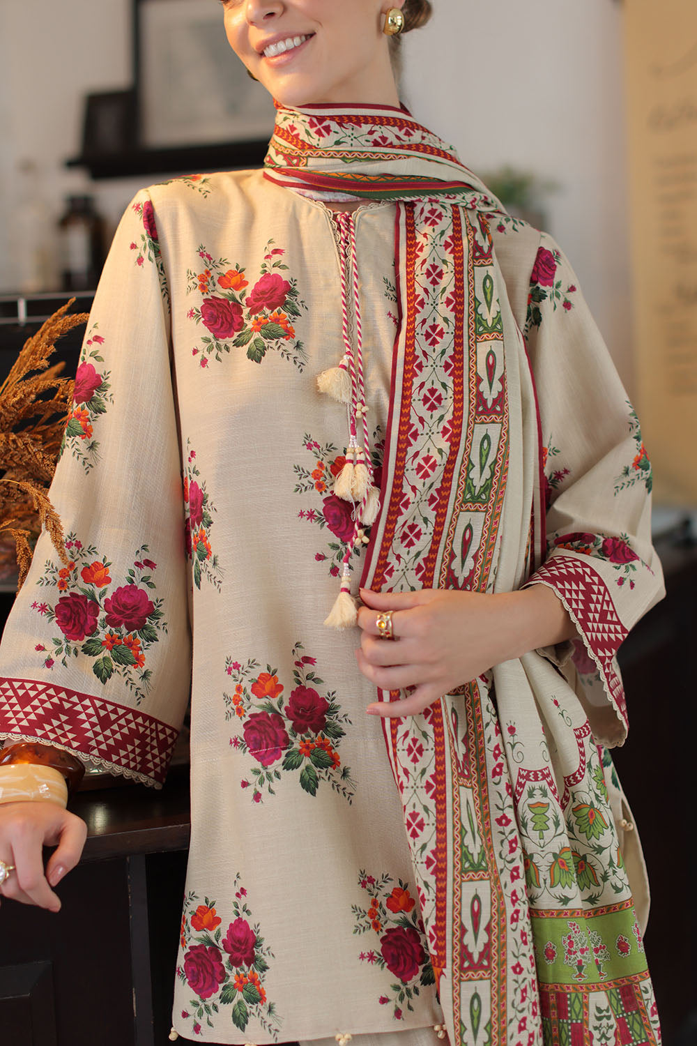 3 Piece Printed Khaddar Suit