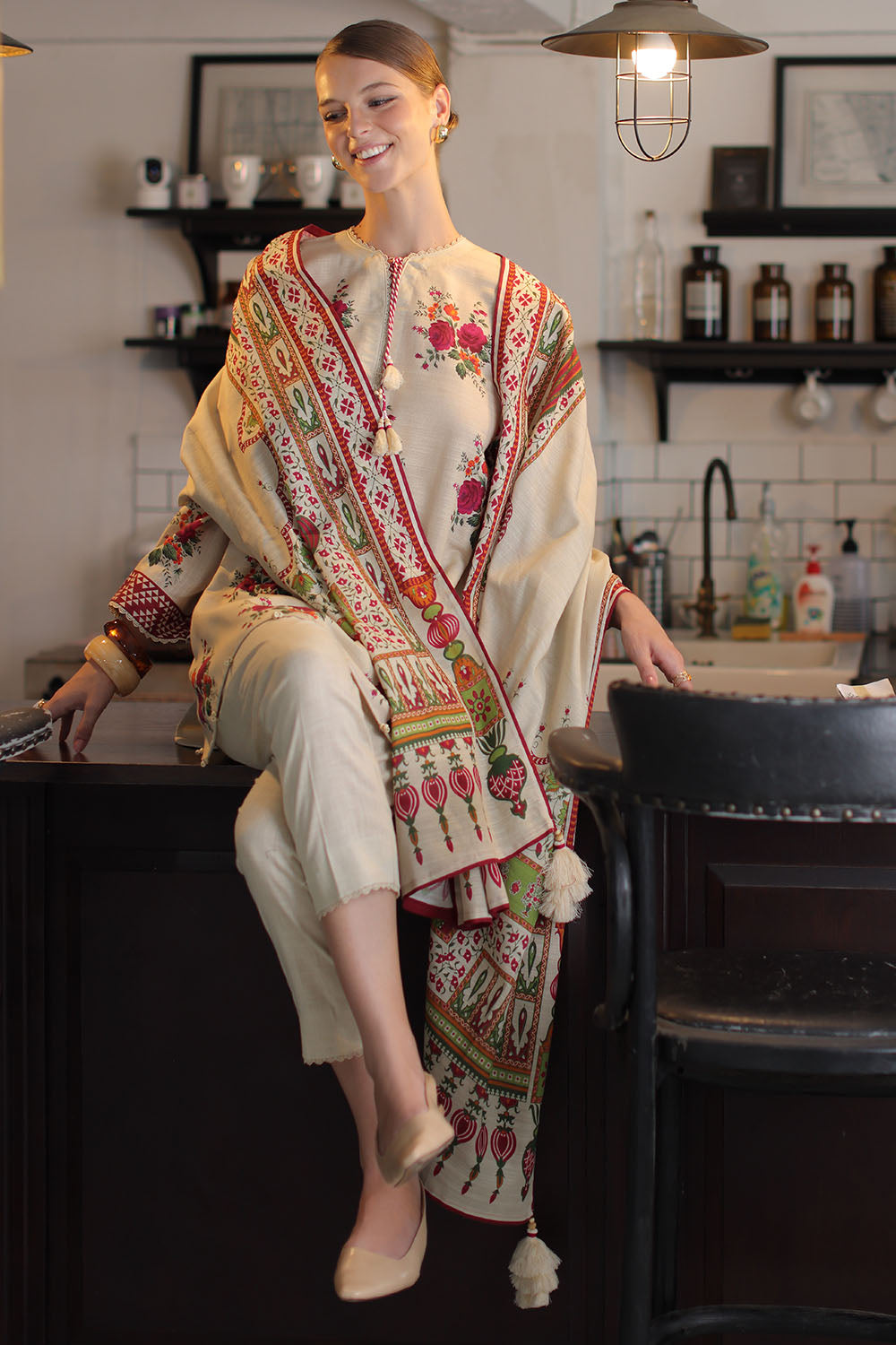3 Piece Printed Khaddar Suit