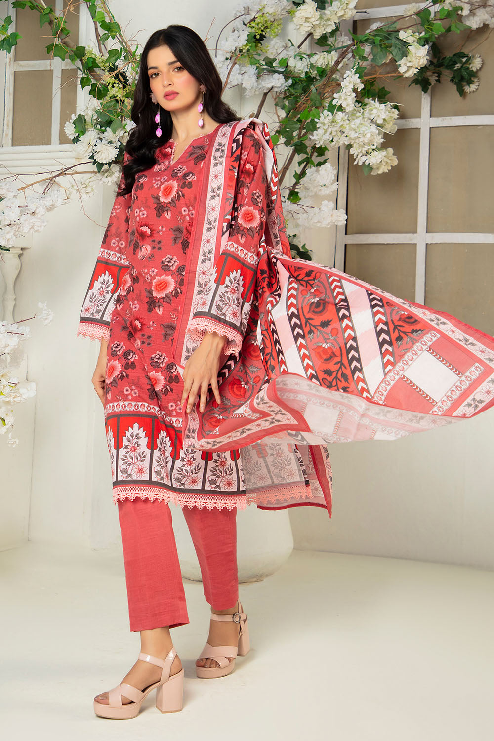 3 Piece Printed Khaddar Suit With Dupatta