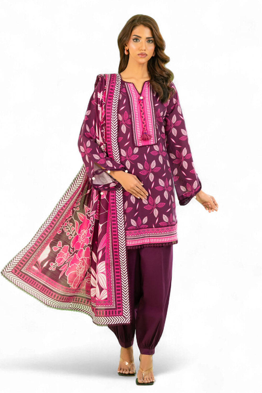 3 Piece Printed Khaddar Suit with Dupatta