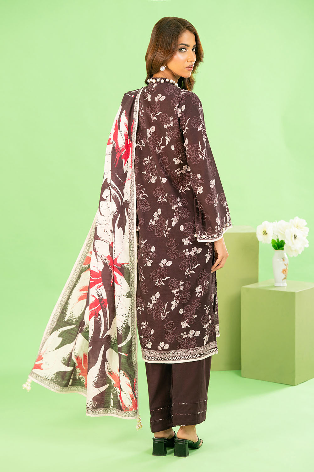 3 Piece Printed Khaddar Suit With Dupatta
