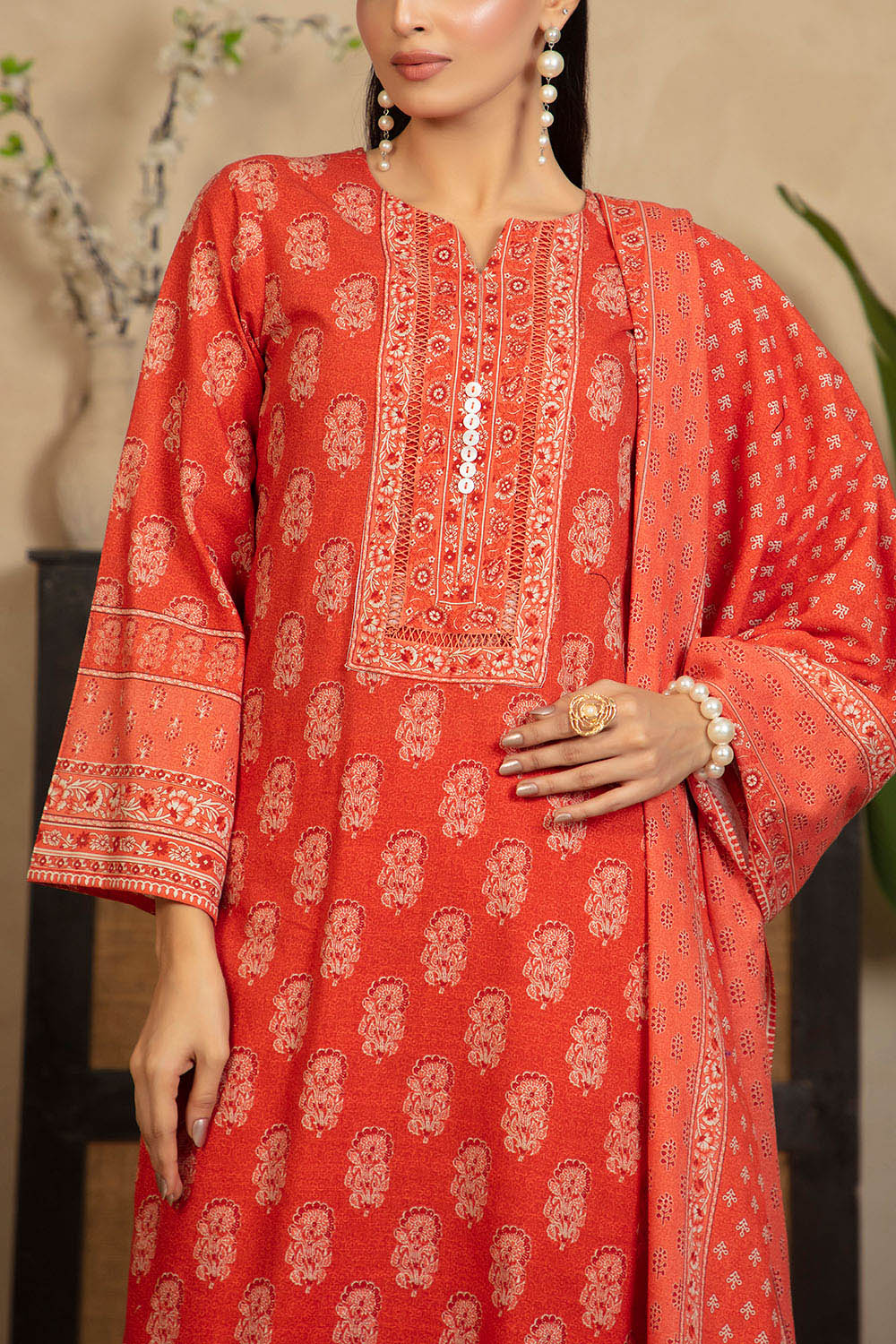 3 Piece Printed Khaddar Suit with Dupatta