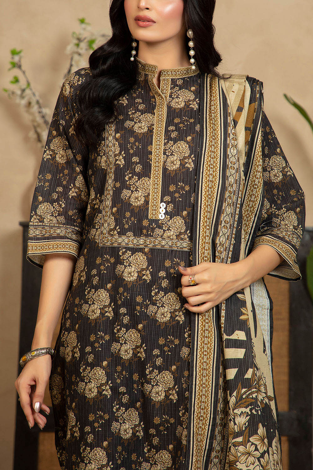 3 Piece Printed Khaddar Suit with Dupatta