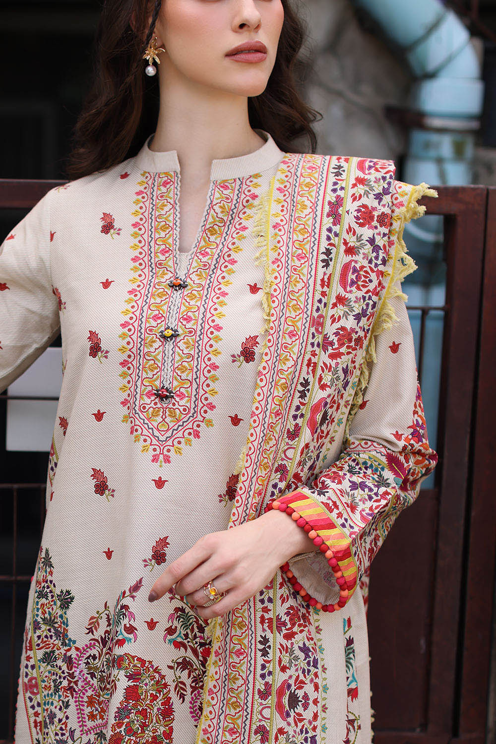 3 Piece Printed Khaddar Suit with Printed Khaddar Dupatta and Printed Trouser