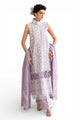 3 Piece Zari & Sequins Embroidered Lawn Suit with Silver & Lacquer Printed Dupatta