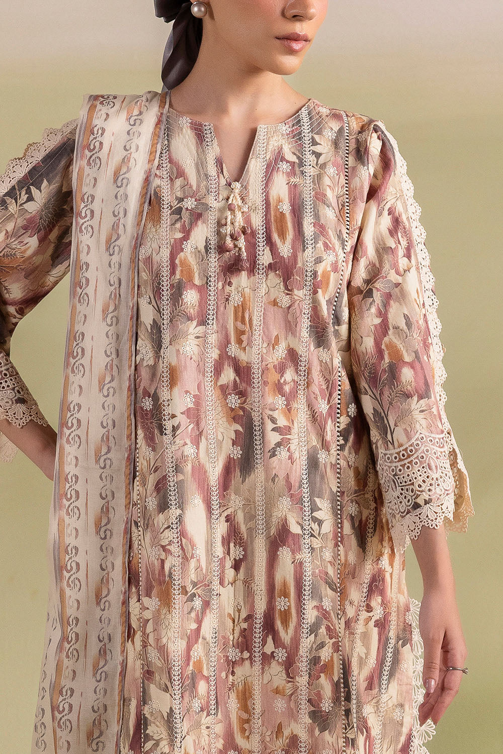 3 Piece Embroidered Printed Lawn Suit with Printed Lawn Dupatta