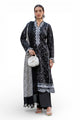 3 Piece Printed Lawn Suit With Embroidered Neckline, Borders And Lace