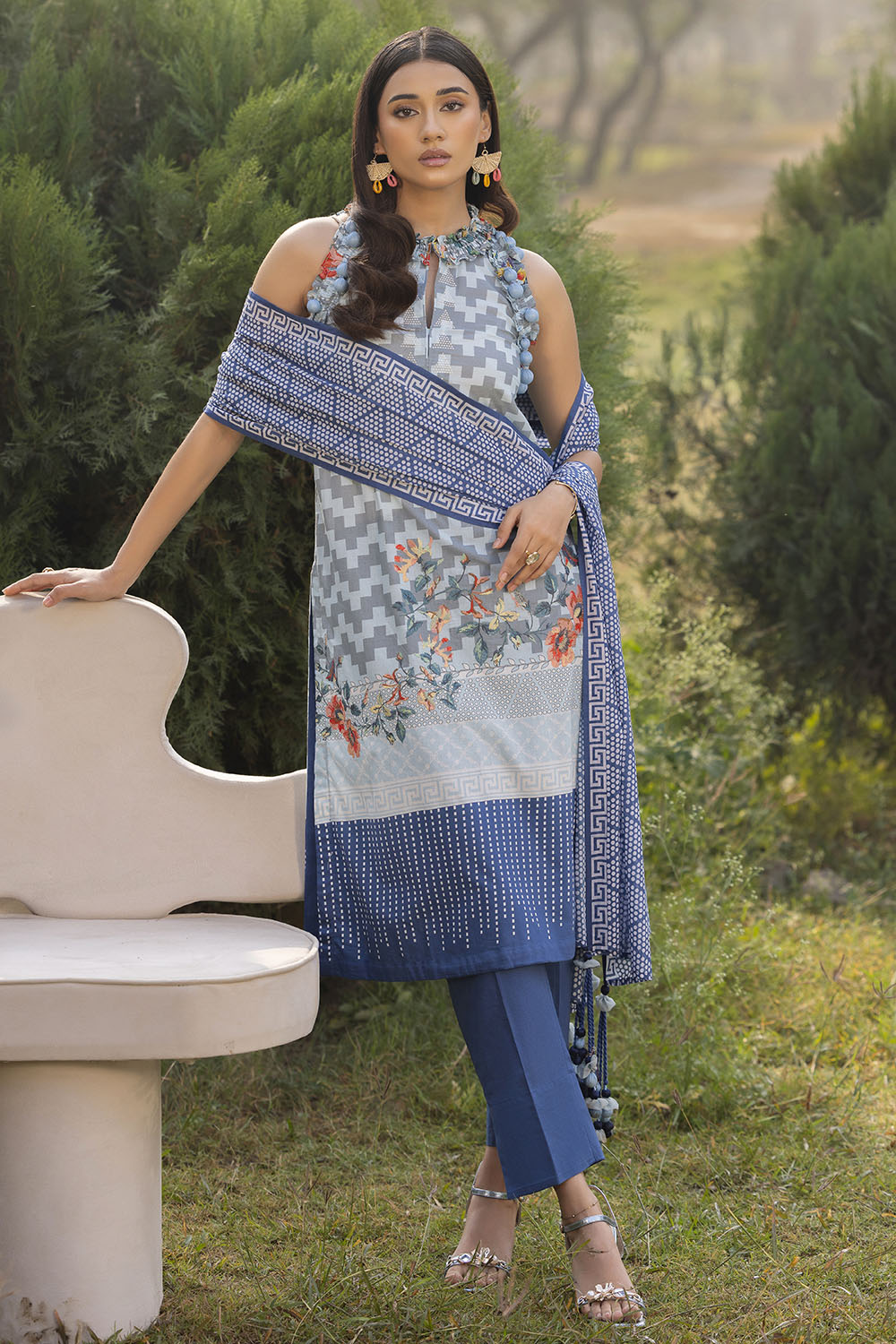 3 Piece Embroidered Printed Lawn Suit with Dupatta