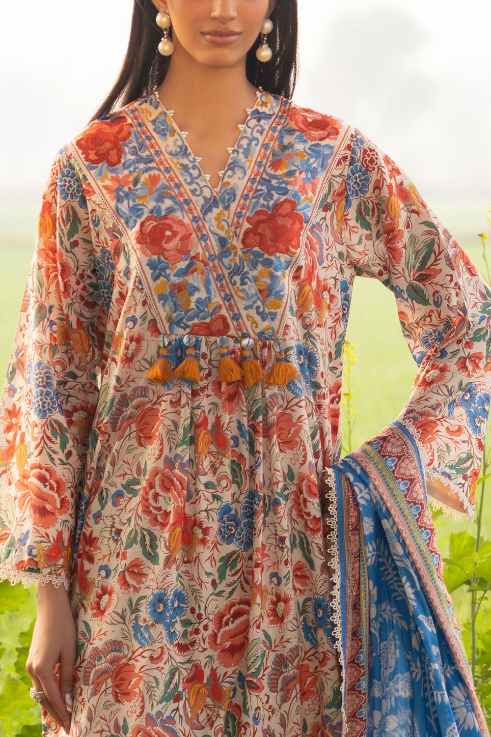 3 Piece Printed Lawn Suit with Embroidered Border