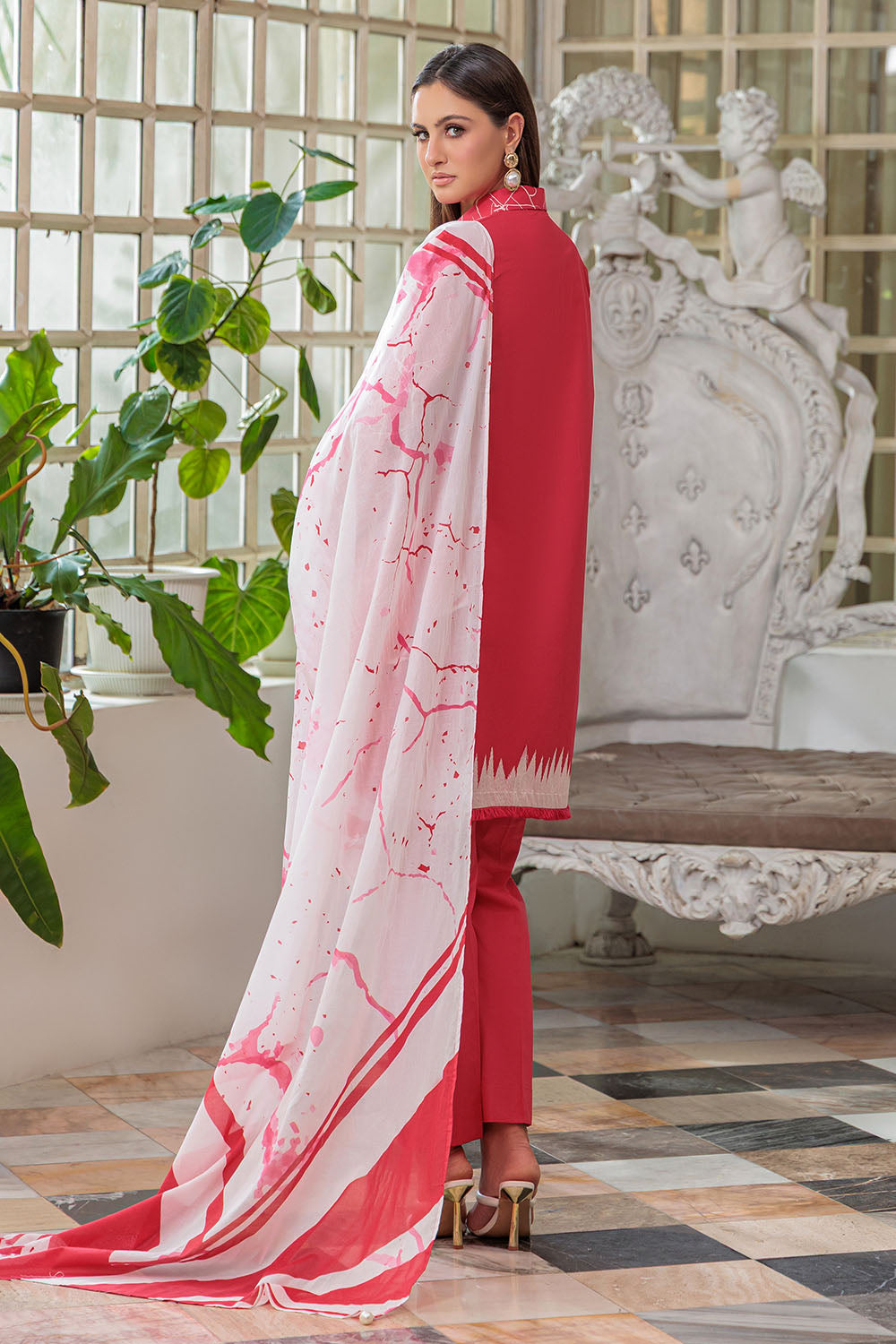 3 Piece Embroidered Lawn Suit With Dupatta
