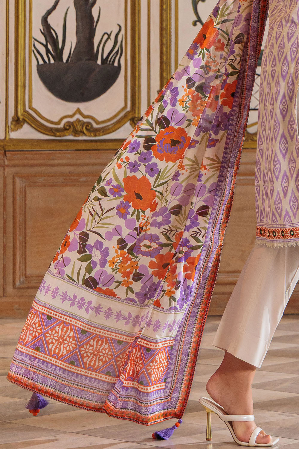 3 Piece Printed Lawn Suit with Embroidered Neckline