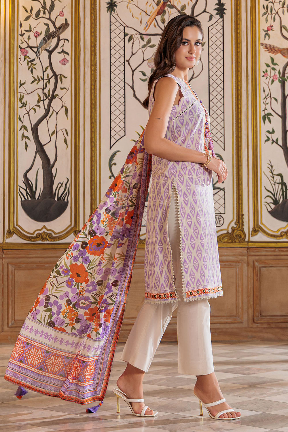 3 Piece Printed Lawn Suit with Embroidered Neckline