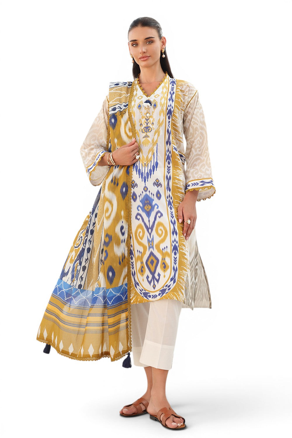 3 Piece Embroidered Printed Lawn Suit with Printed Lawn Dupatta
