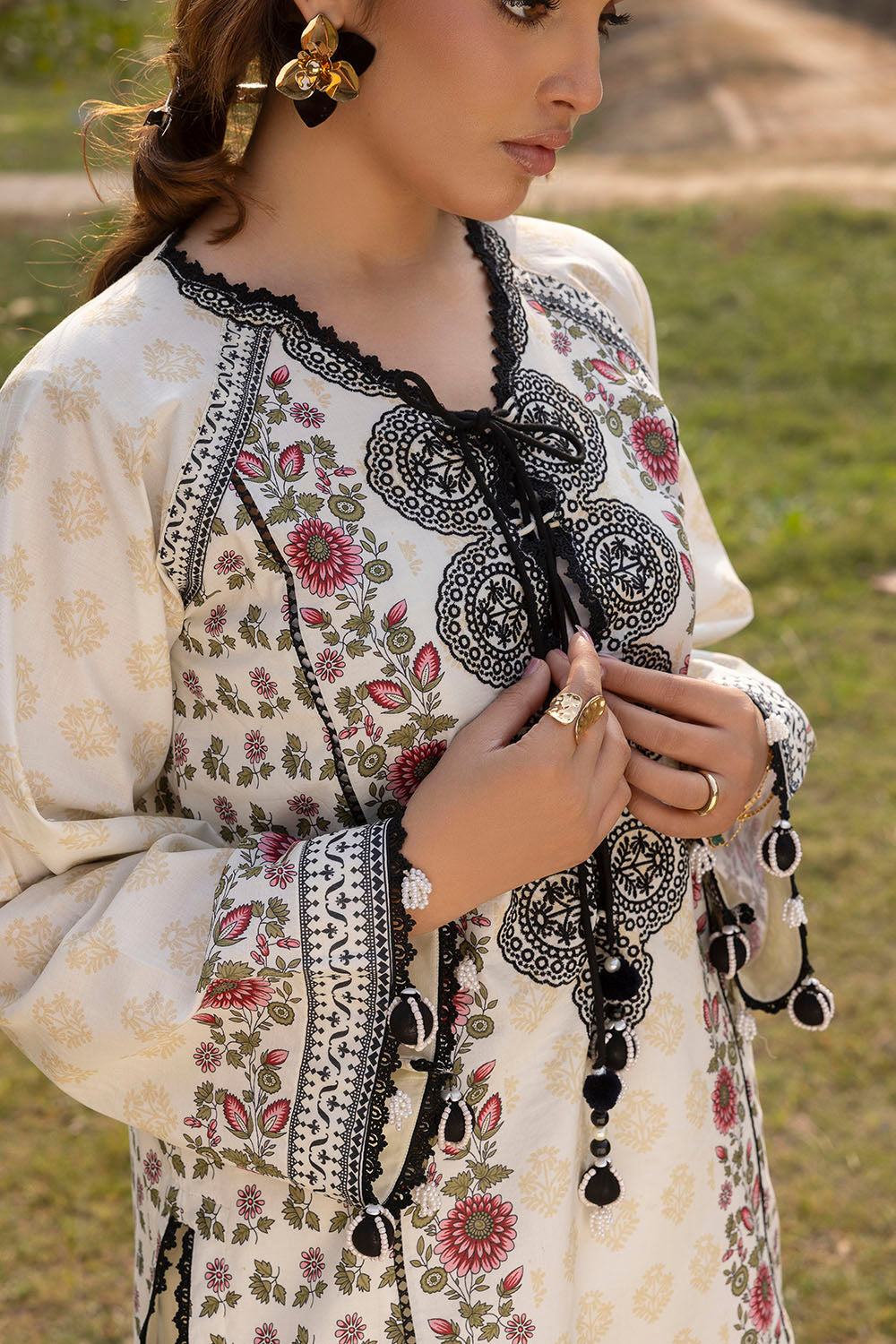 3 Piece Embroidered Printed Lawn Suit with Printed Trouser