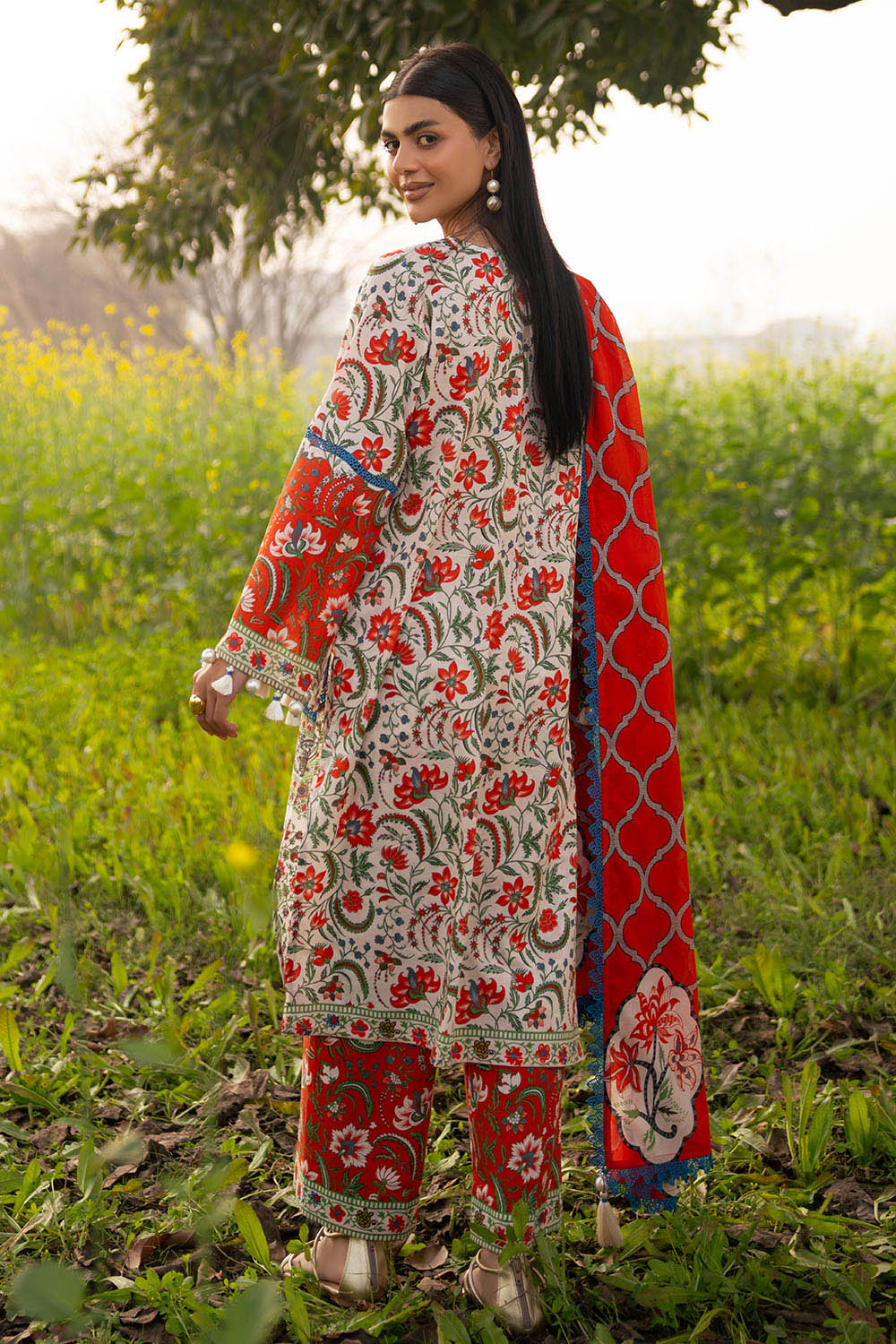 3 Piece Embroidered Printed Lawn Suit with Printed Trouser
