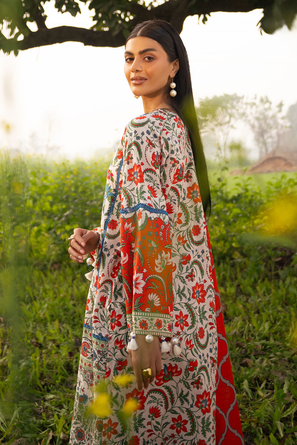 3 Piece Embroidered Printed Lawn Suit with Printed Trouser