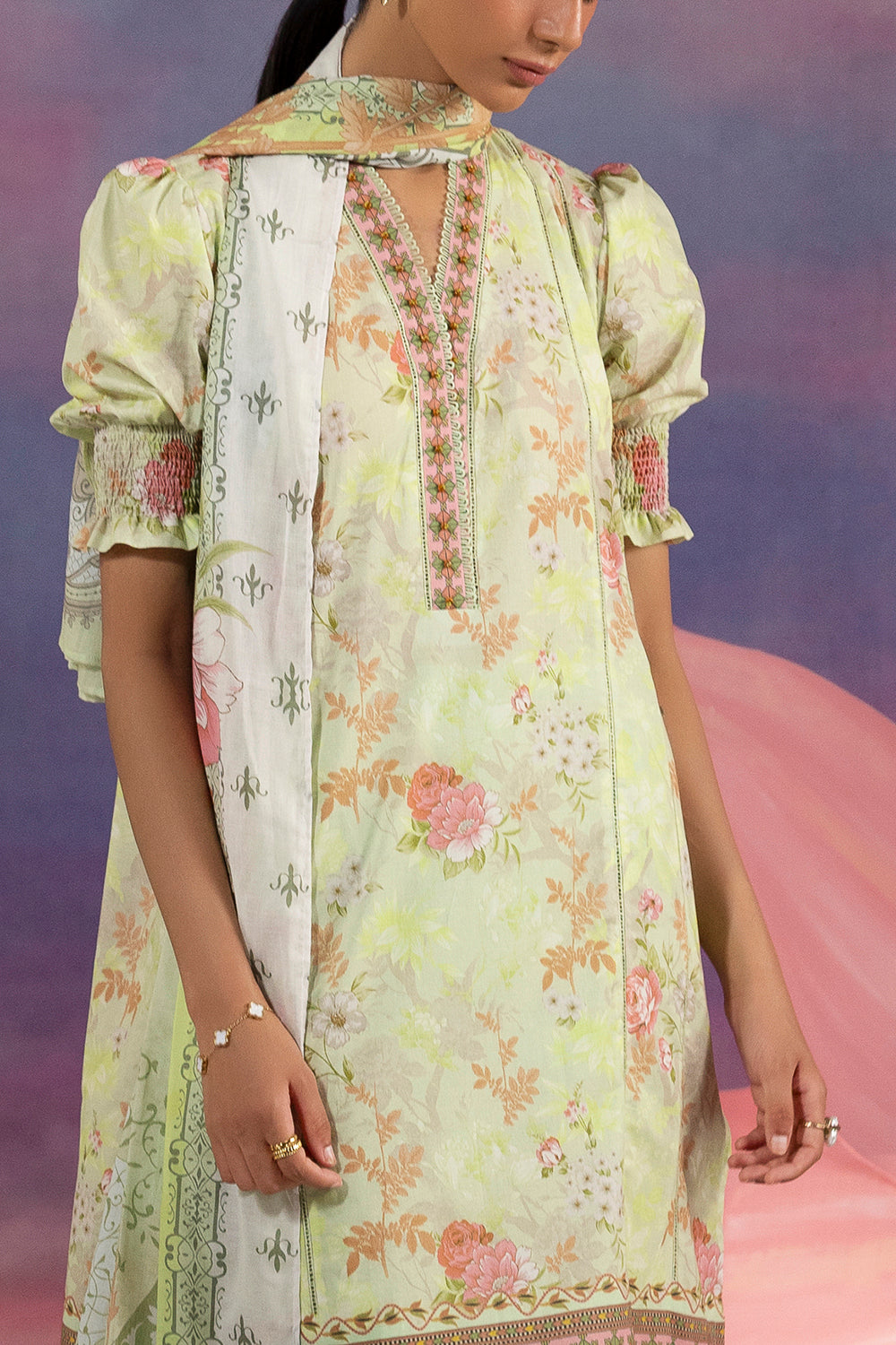 3 Piece Printed Cotton Suit with Printed Lawn Dupatta
