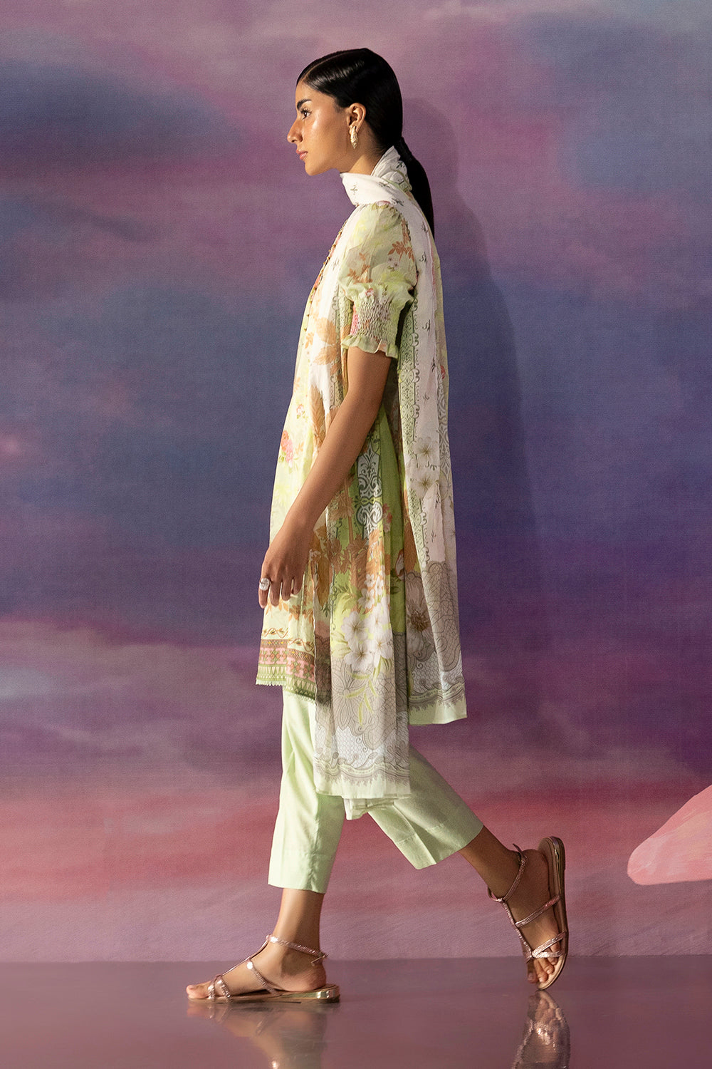 3 Piece Printed Cotton Suit with Printed Lawn Dupatta