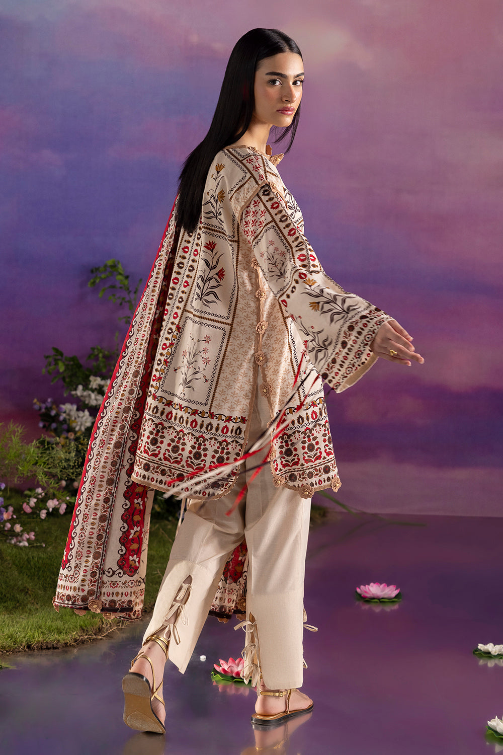 3 Piece Printed Cotton Suit with Printed Lawn Dupatta