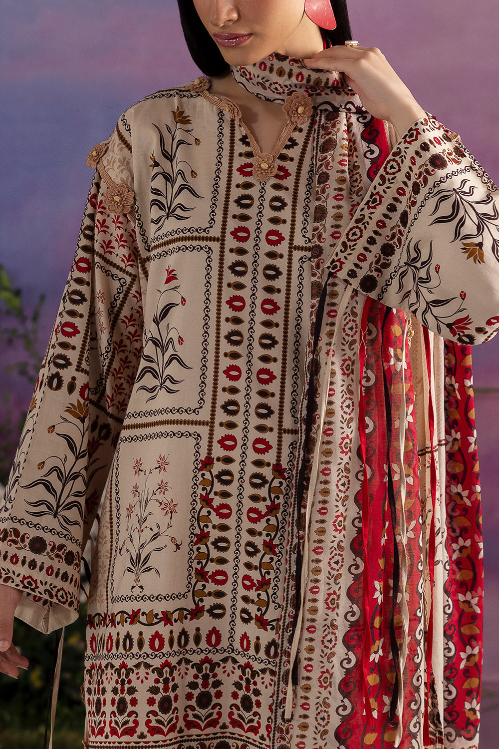 3 Piece Printed Cotton Suit with Printed Lawn Dupatta