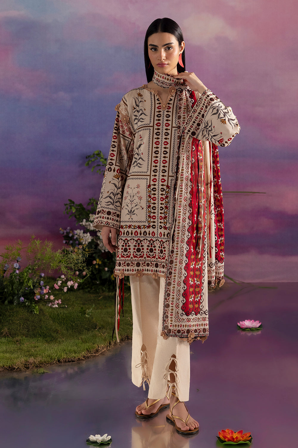 3 Piece Printed Cotton Suit with Printed Lawn Dupatta