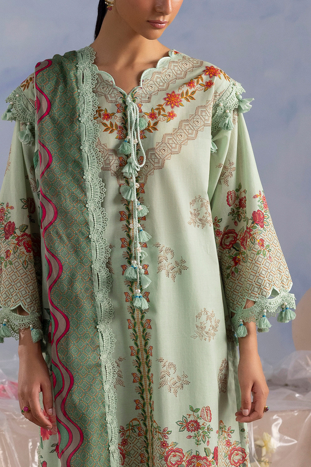 3 Piece Printed Cotton Suit with Printed Lawn Dupatta