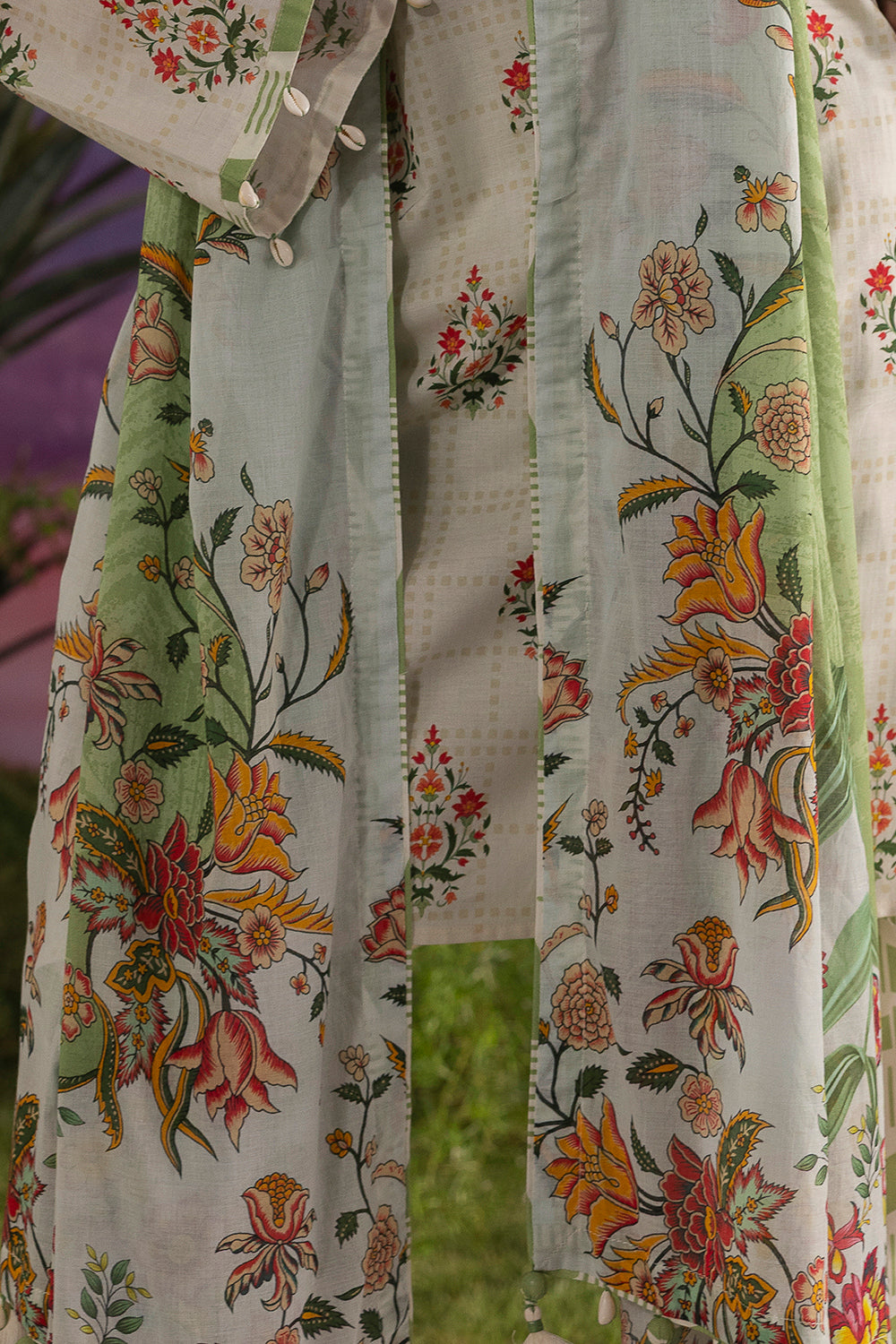 3 Piece Printed Cotton Suit with Printed Lawn Dupatta and Embroidered Sleeves