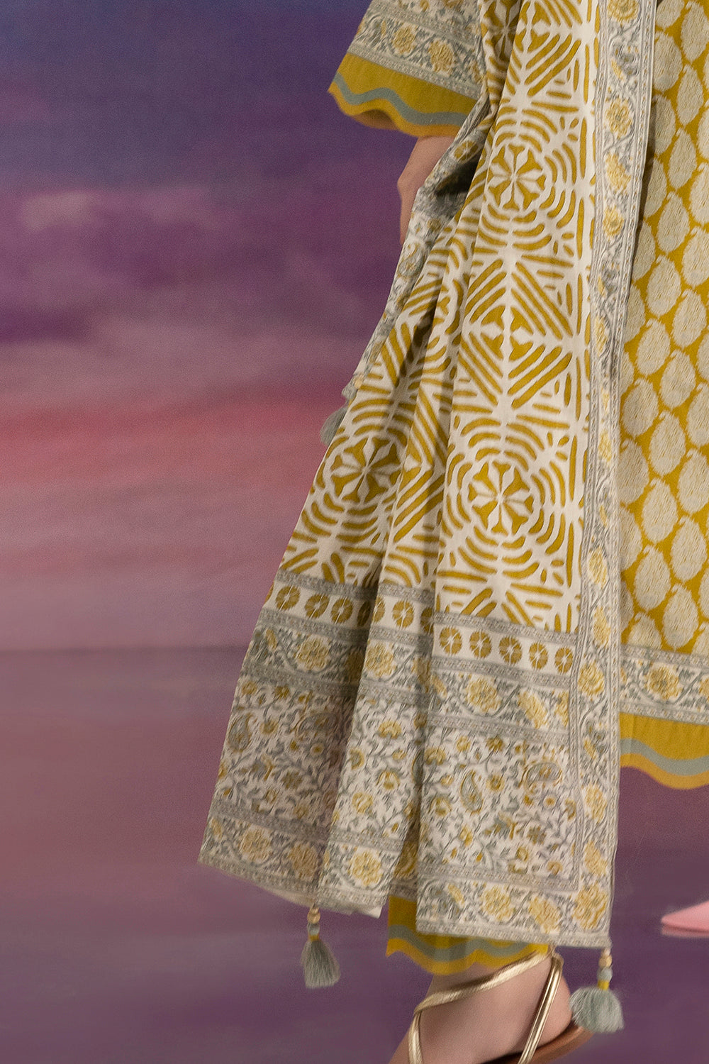 3 Piece Printed Cotton Suit with Printed Lawn Dupatta and Embroidered Neckline