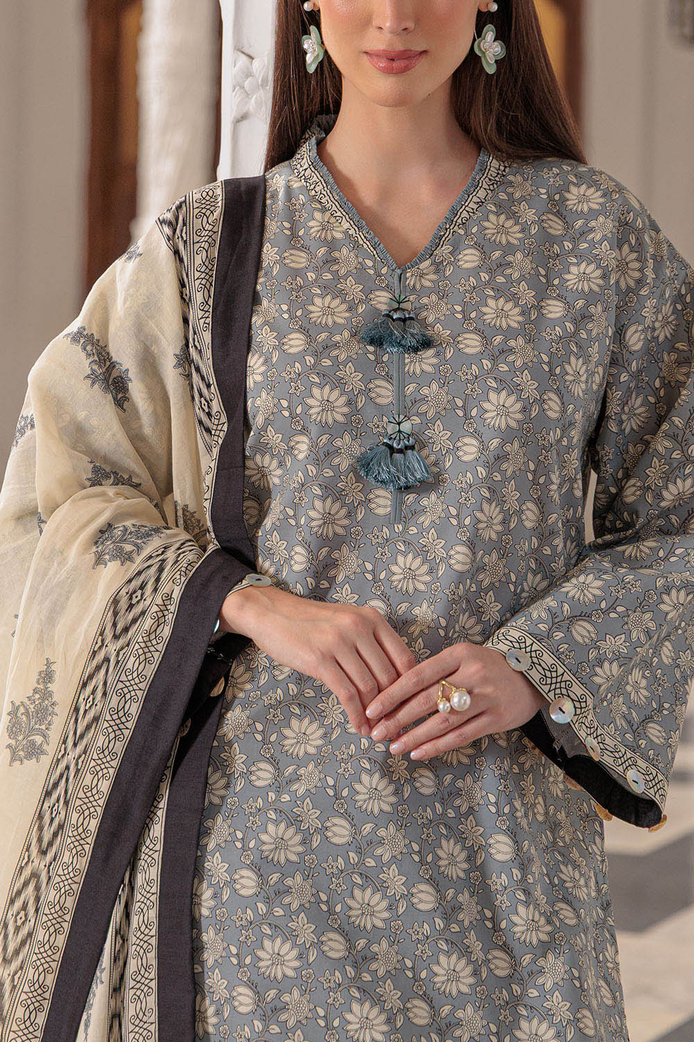 3 Piece Printed Lawn Suit and Dyed Trouser