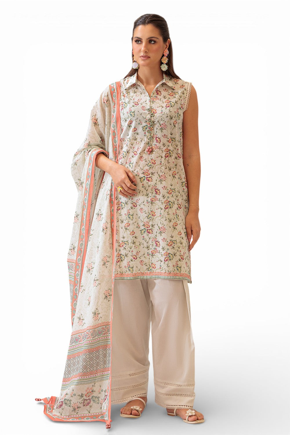 3 Piece Printed Lawn Suit and Dyed Trouser