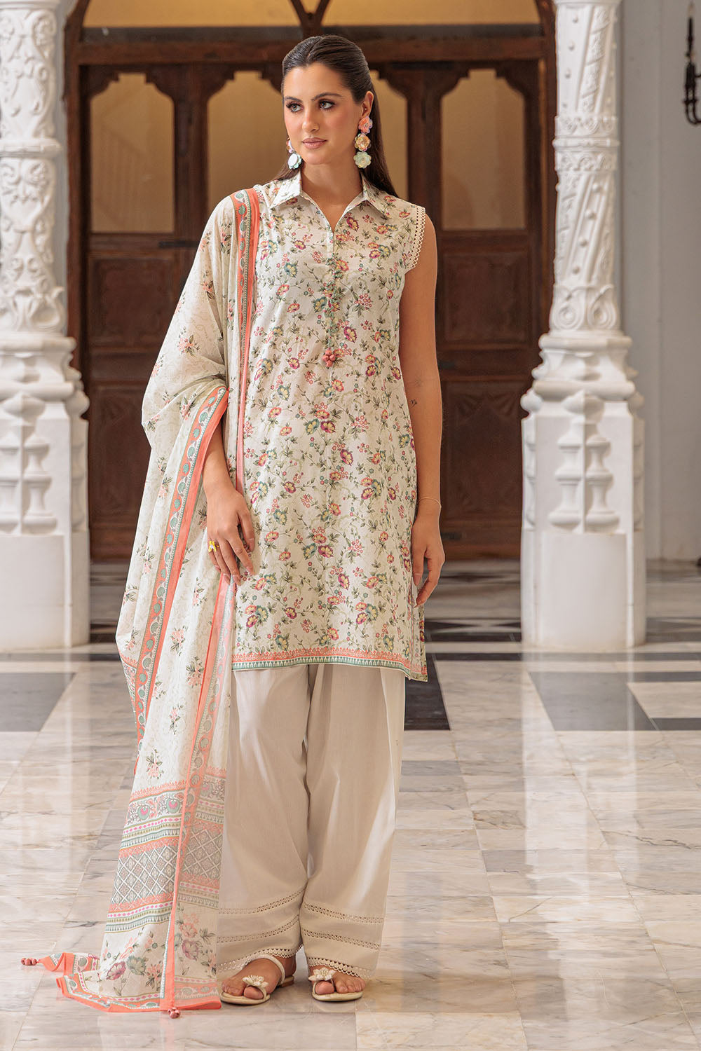 3 Piece Printed Lawn Suit and Dyed Trouser