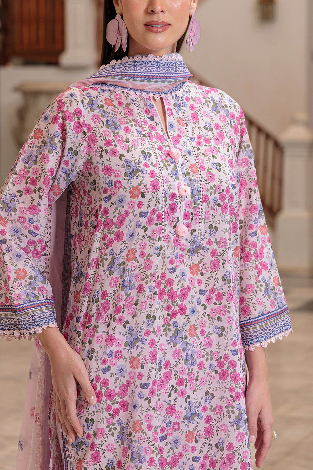 3 Piece Printed Lawn Suit And Dyed Trouser