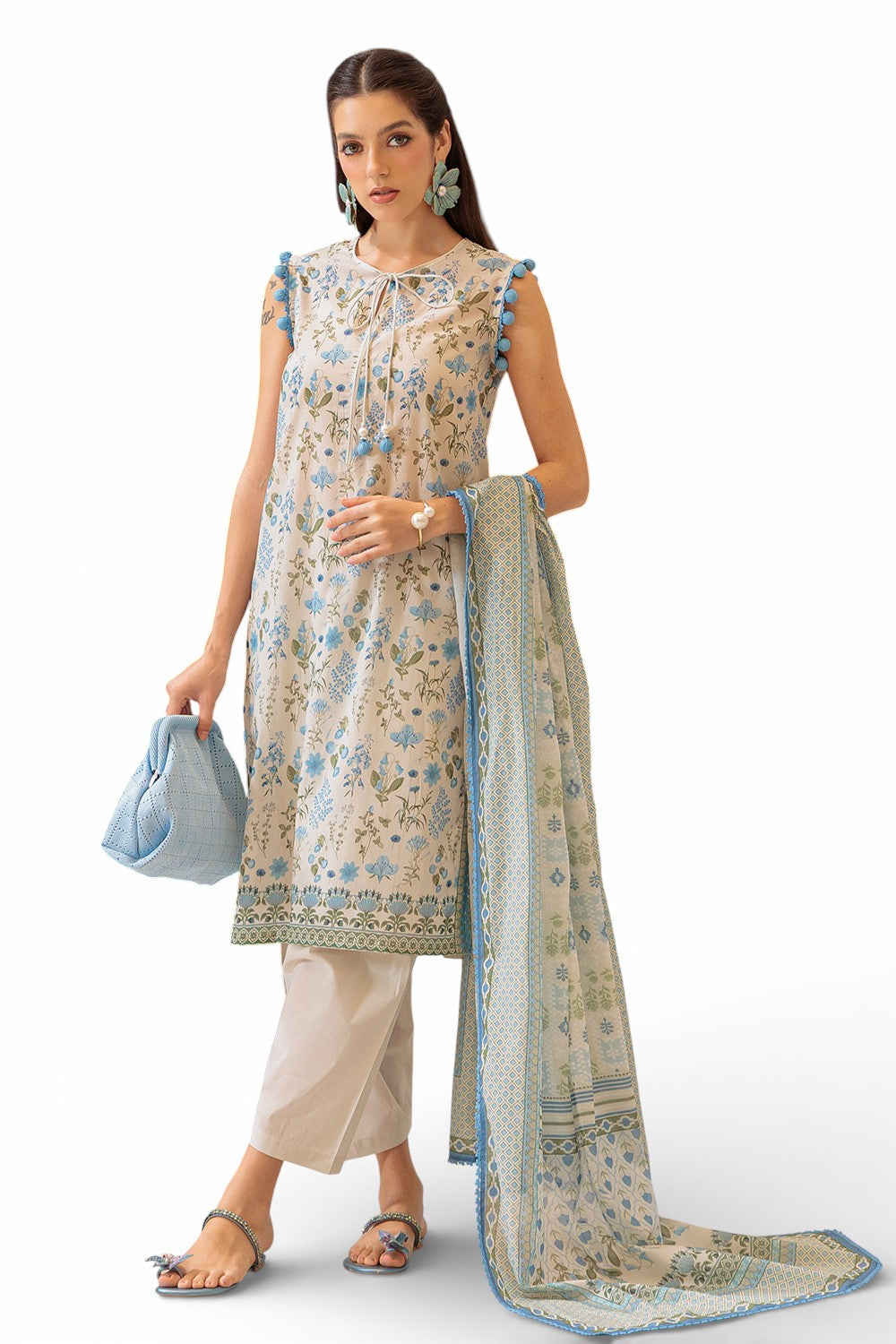 3 Piece Printed Lawn Suit and Dyed Trouser