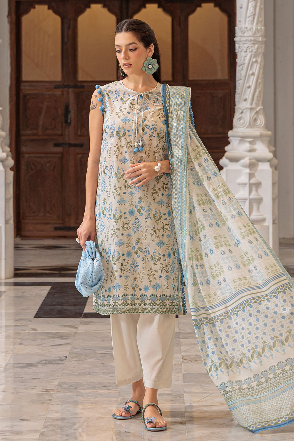 3 Piece Printed Lawn Suit and Dyed Trouser