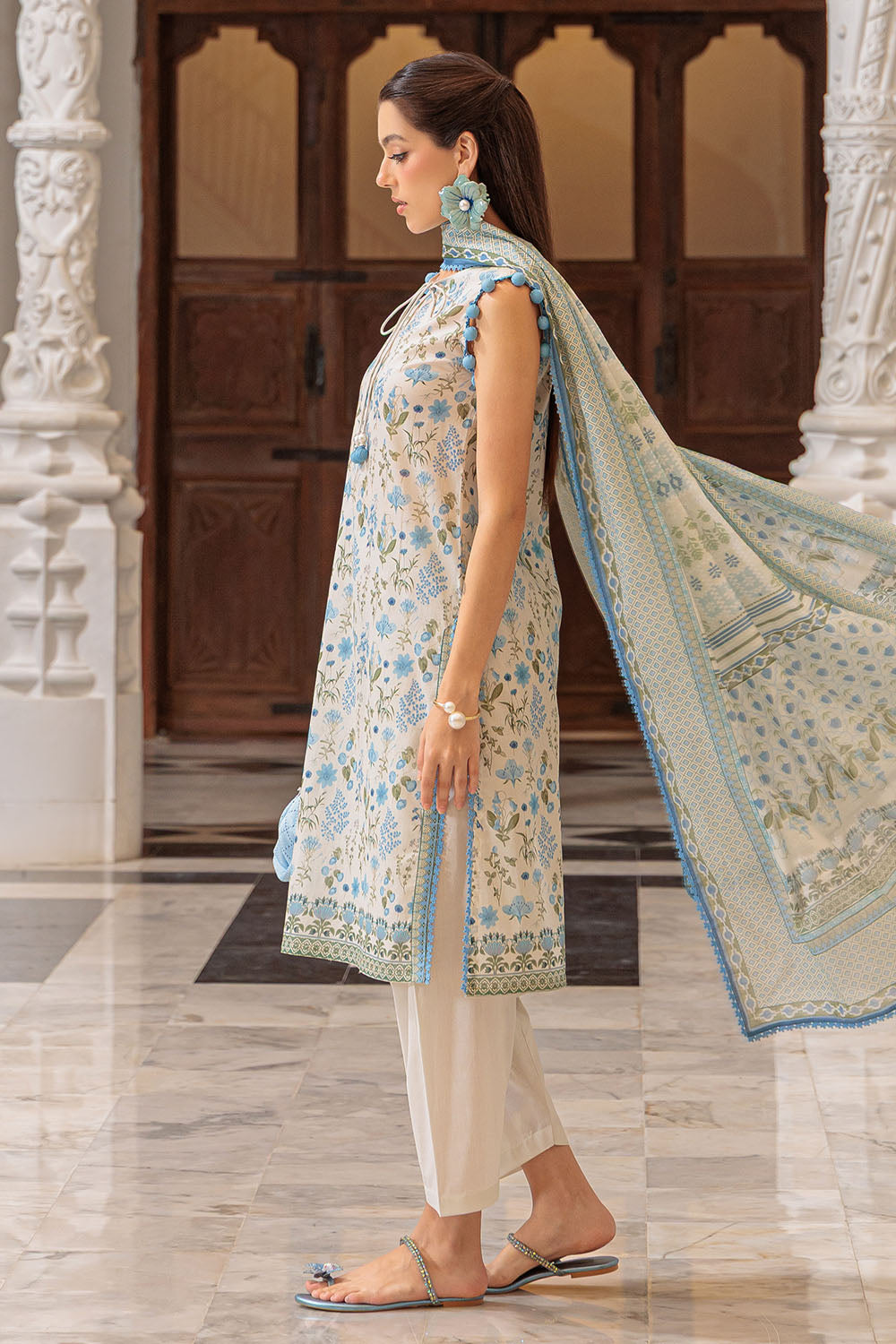 3 Piece Printed Lawn Suit and Dyed Trouser