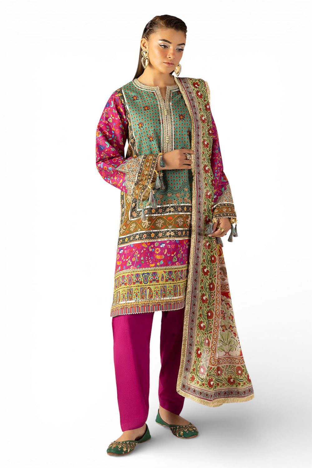 3 Piece Printed Lawn Suit With Dupatta