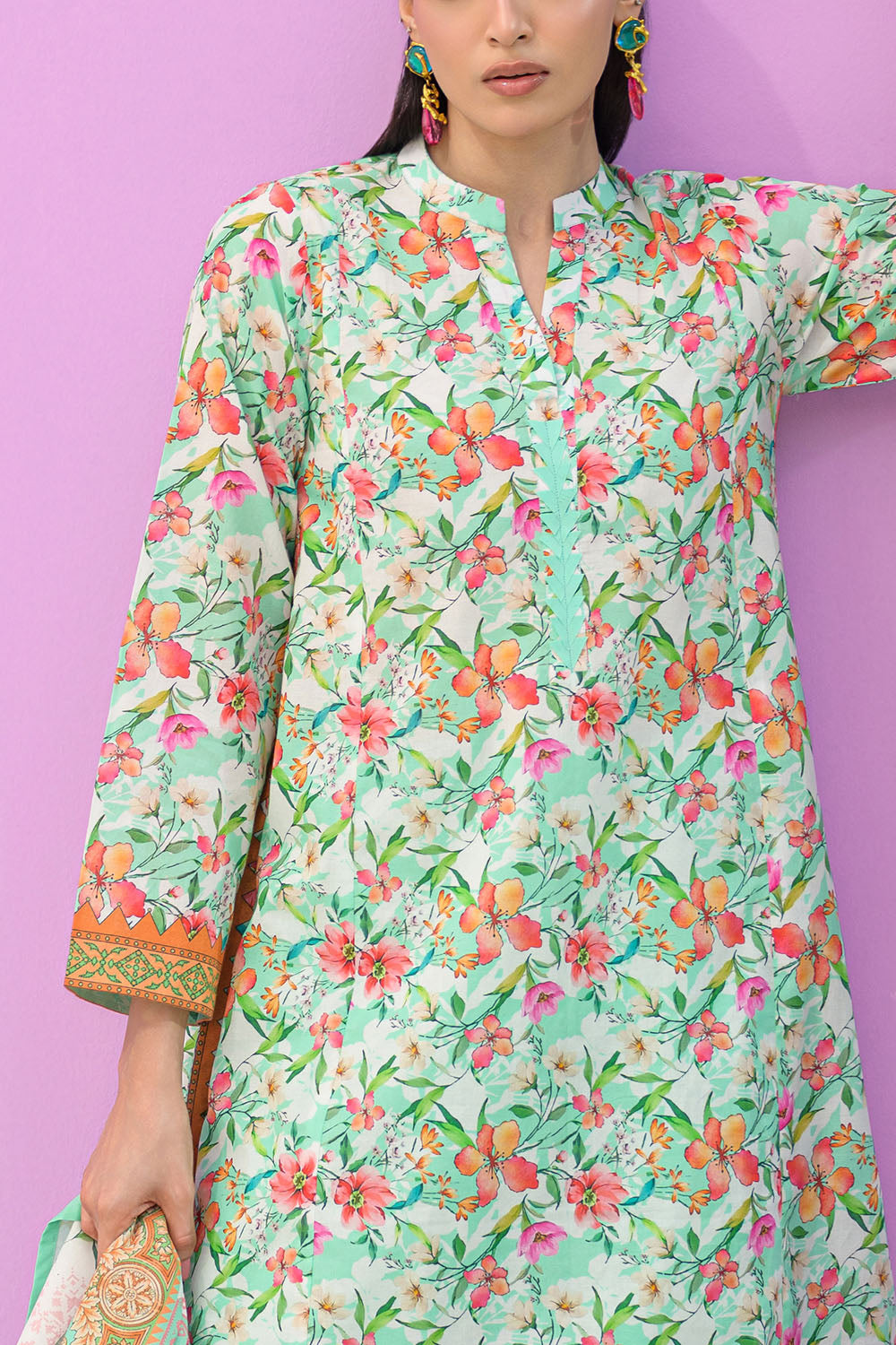 3 Piece Printed Lawn Suit And Dyed Trouser