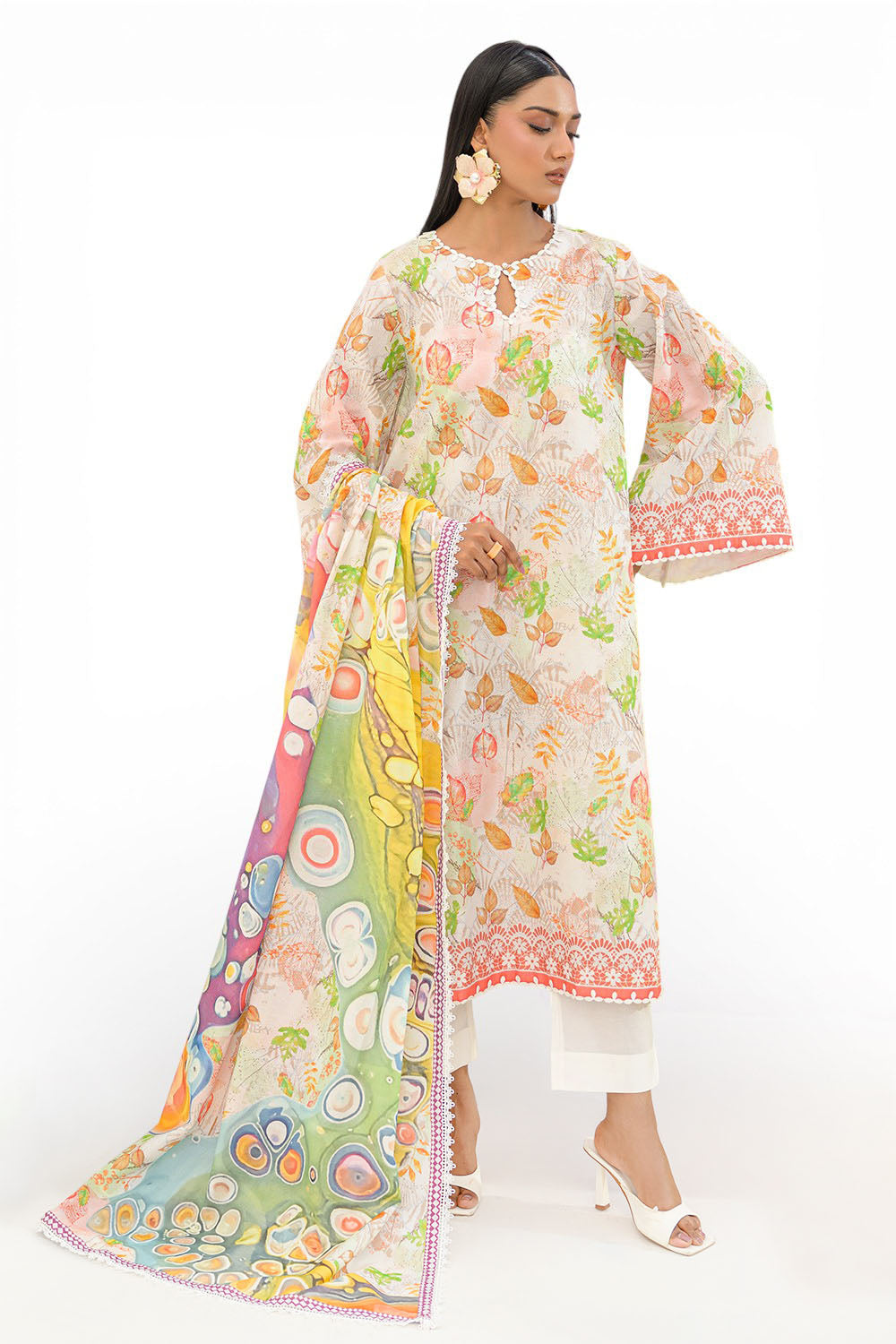 3 Piece Printed Lawn Suit And Dyed Trouser