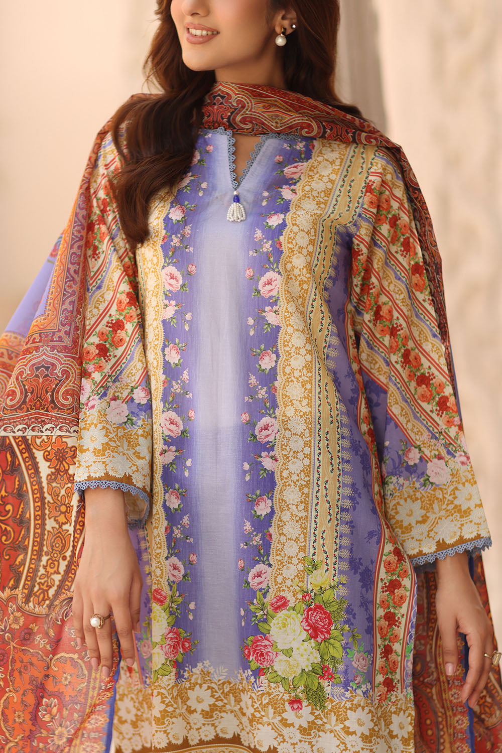 3 Piece Printed Lawn Suit - W-FB-OHS-26-474611