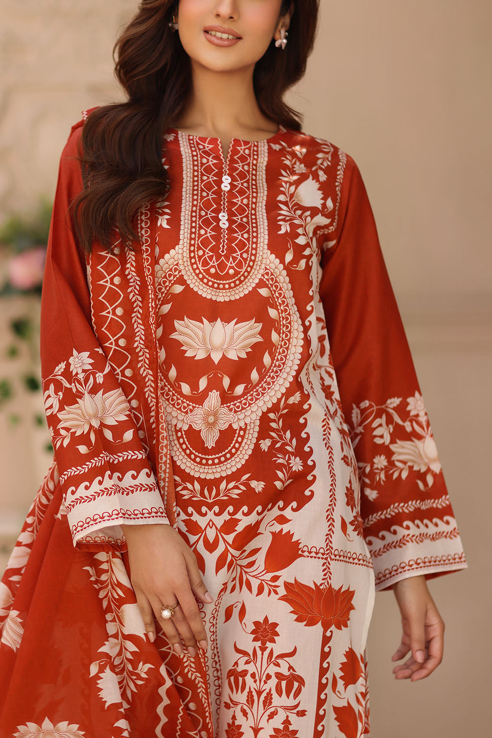 3 Piece Printed Lawn Suit with Printed Lawn Dupatta