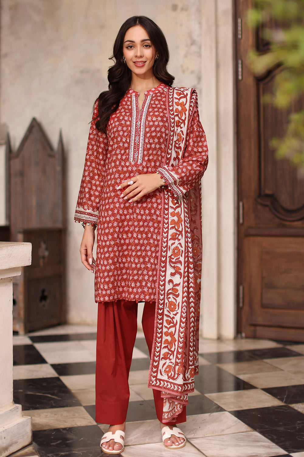 3 Piece Printed Lawn Suit with Printed Lawn Dupatta