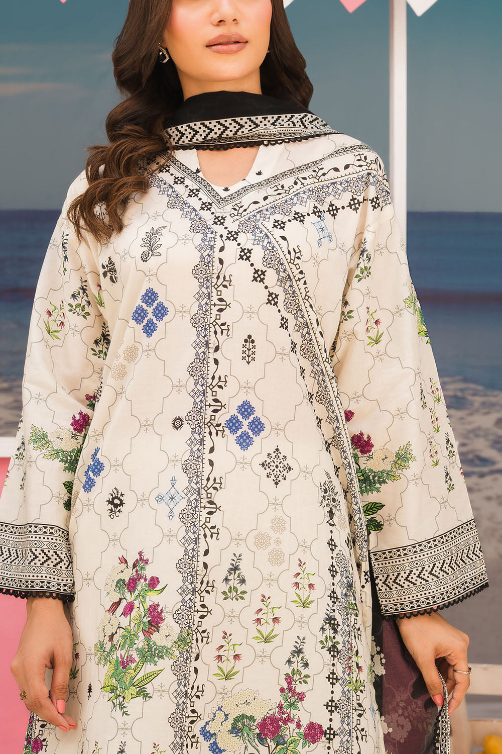3 Piece Printed Lawn Suit with Printed Lawn Dupatta