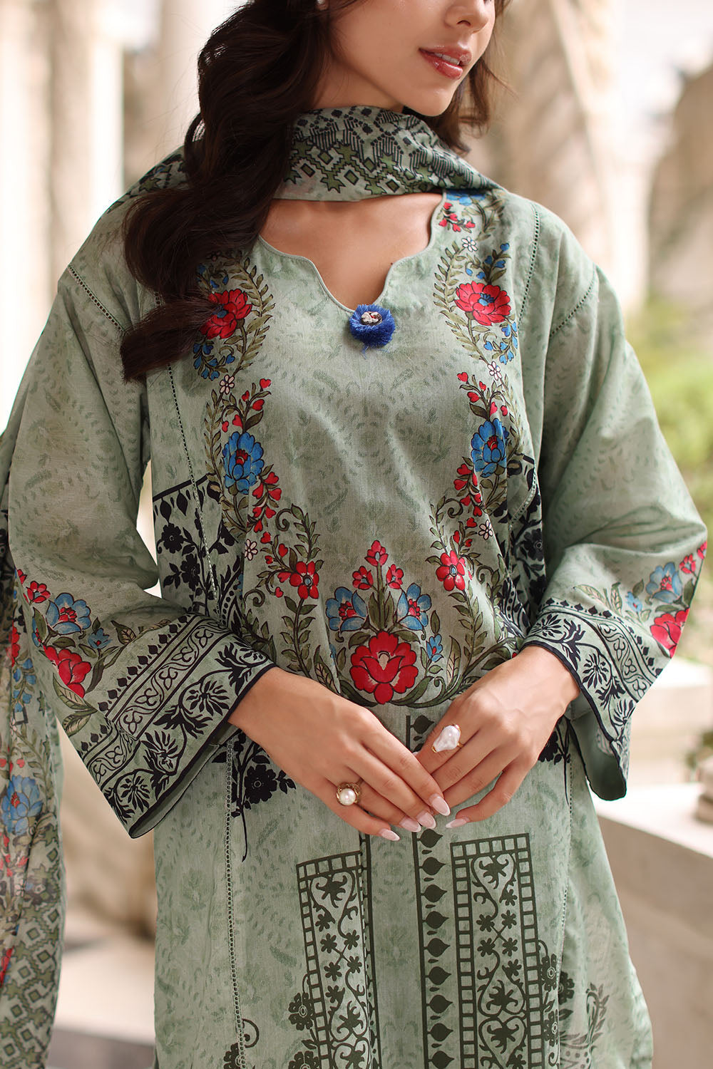 3 Piece Printed Lawn Suit with Printed Lawn Dupatta