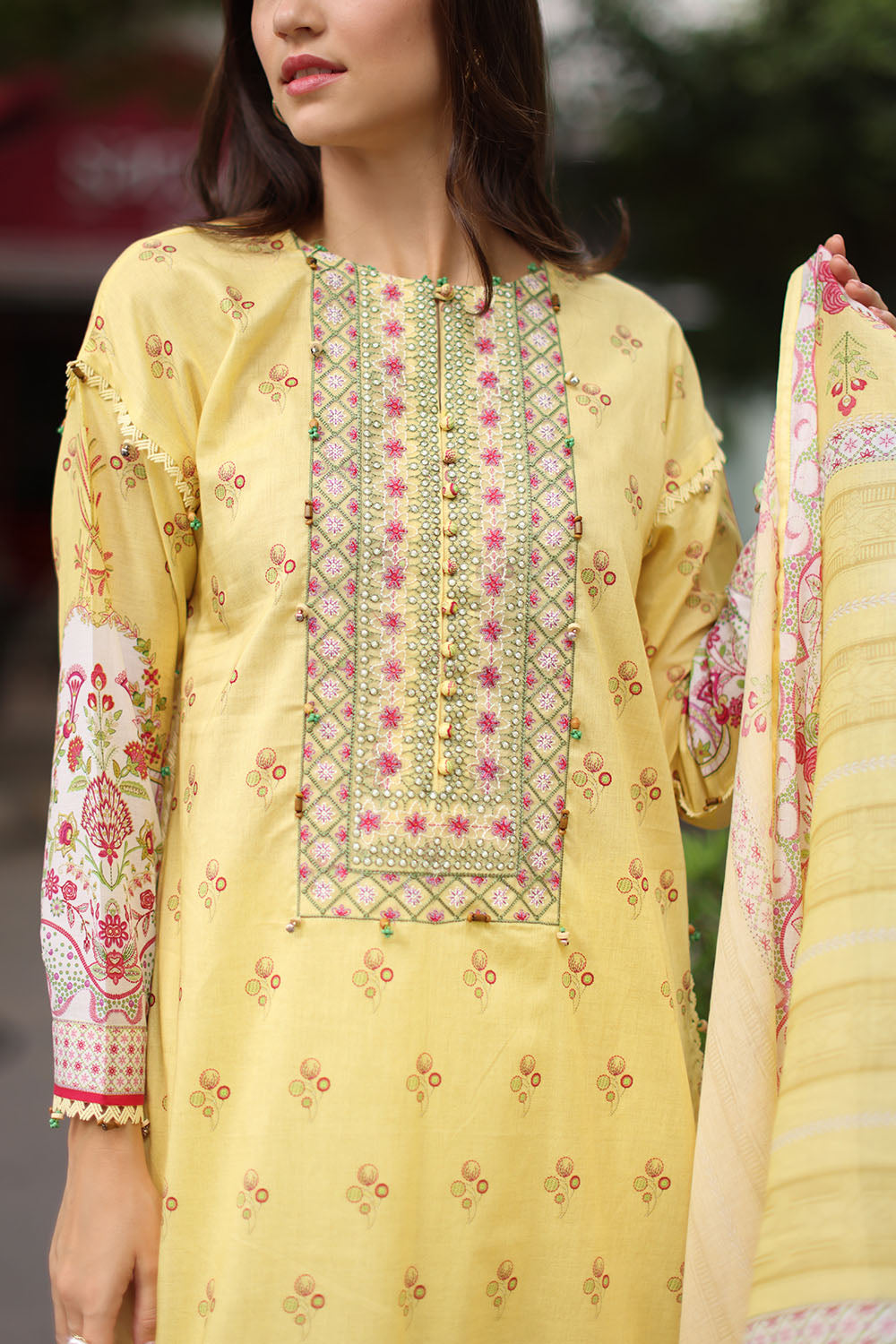 3 Piece Embroidered Lawn Suit with Printed Lawn Dupatta